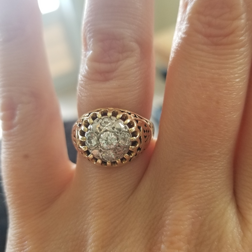 Antique 14k Diamond Cluster Ring